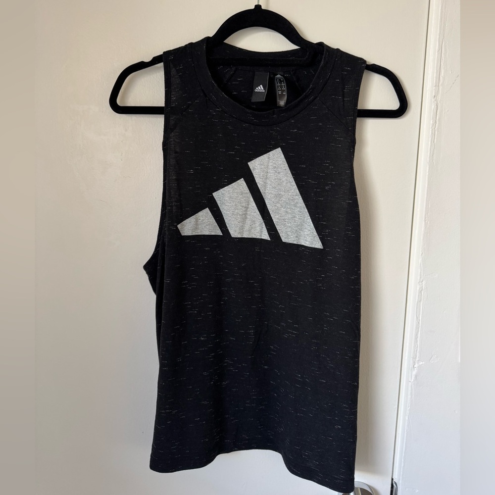 Adidas Black and Gray Graphic Tank